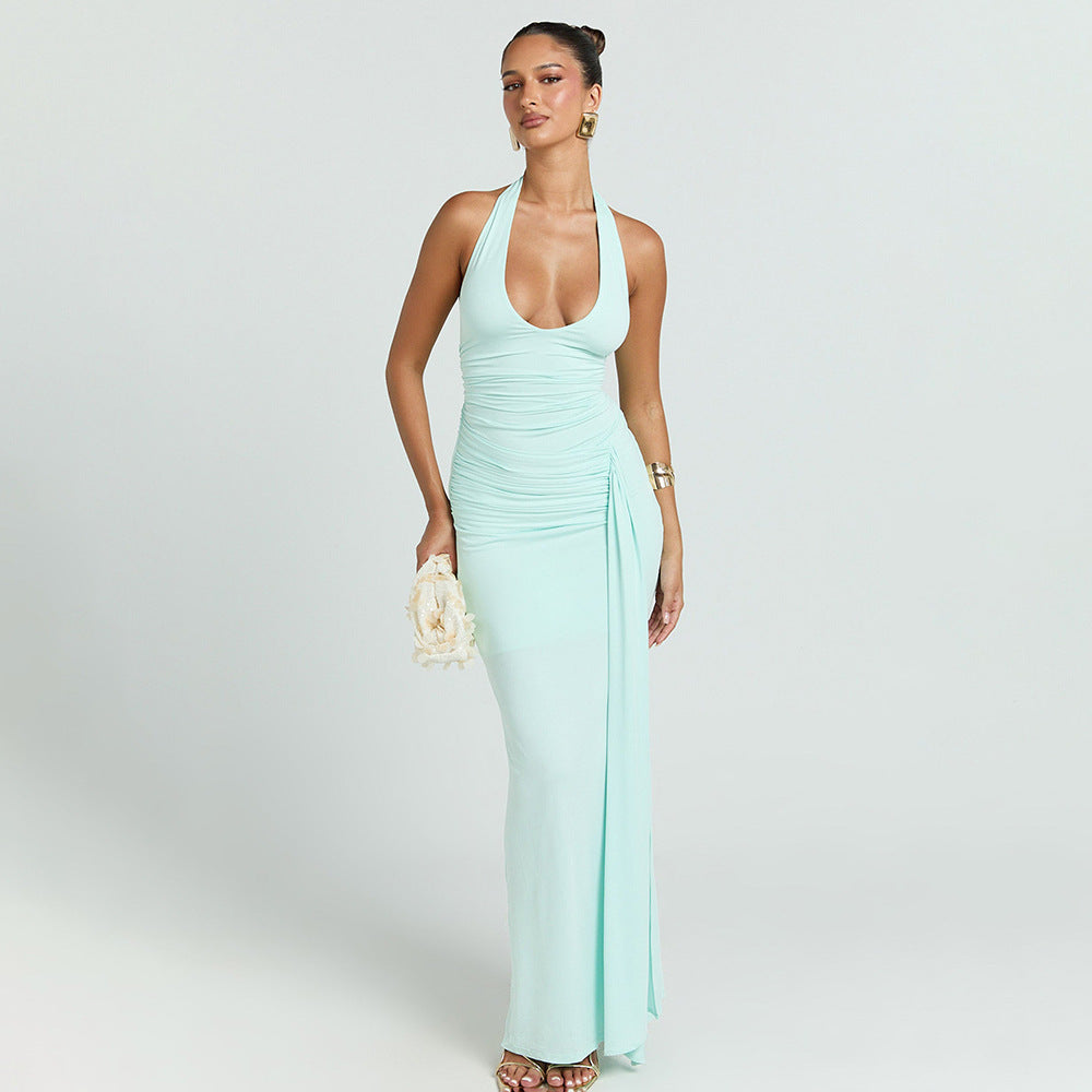 Damen Maxikleid mit tiefem Ausschnitt und Raffungen Echo Archiv
