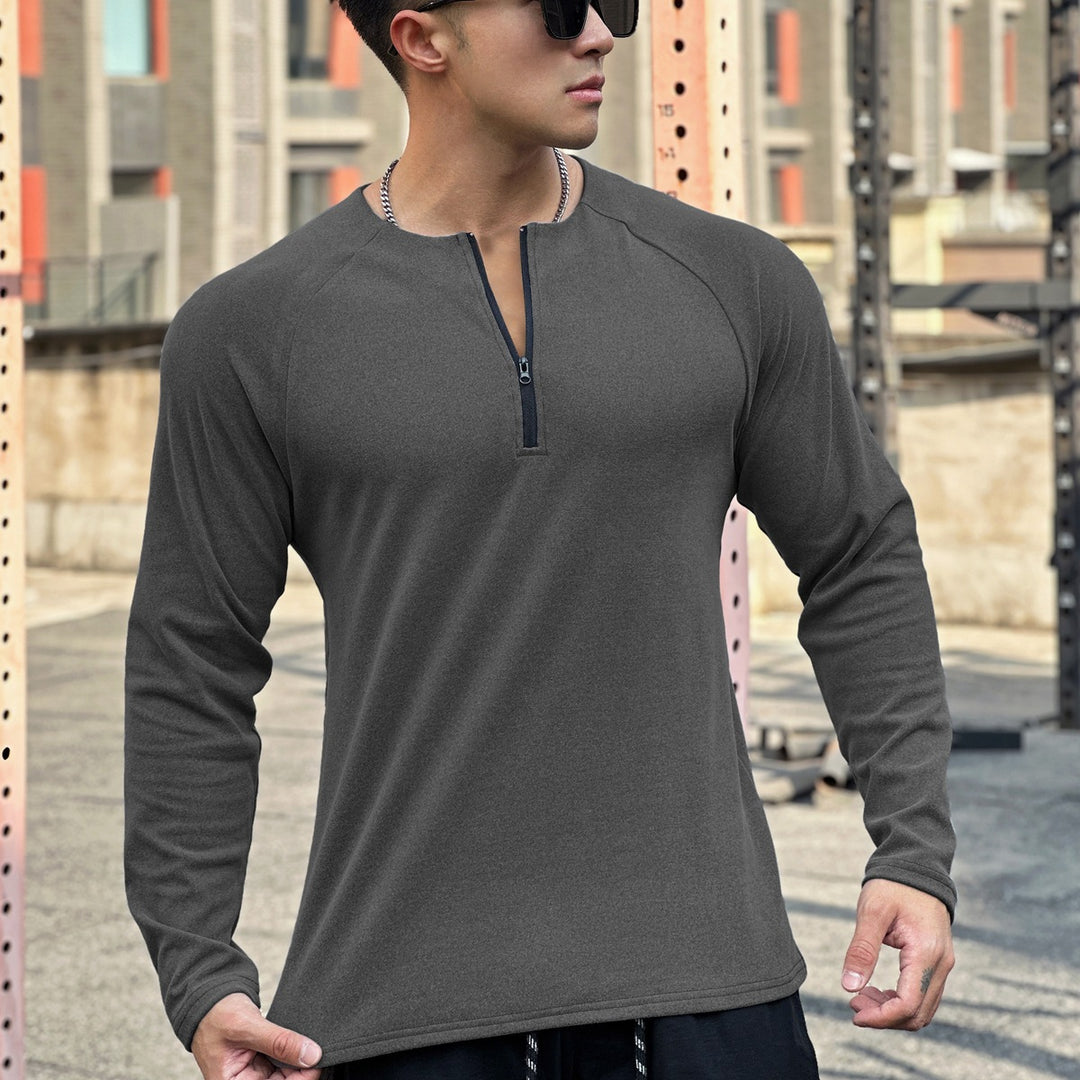 Herren Funktionsshirt mit innovativem Reißverschluss und atmungsaktiver Struktur Echoarchiv