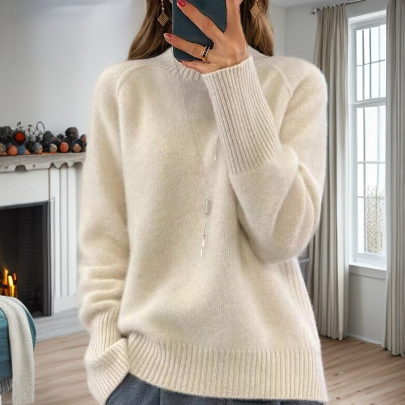 Damen nan kuscheliger Feinstrickpullover mit Rundhalsausschnitt, überschnittener Schulterpartie und gerippten Bündchen Echo Archiv