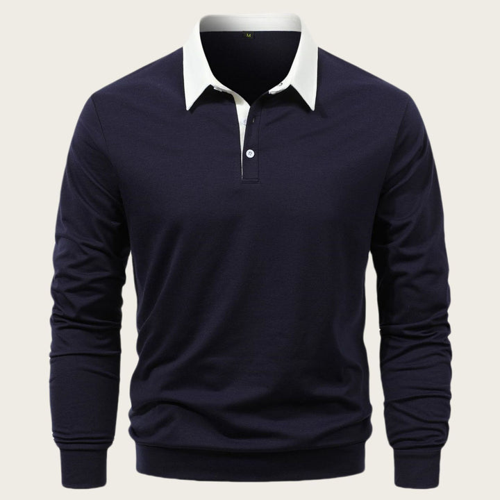 Herren Langarm Poloshirt mit kontrastierendem Kragen Echoarchiv