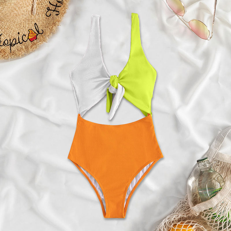 Damen Hochtaillierter Bikini mit verstellbaren Trägern und Knotendetail Echo Archiv