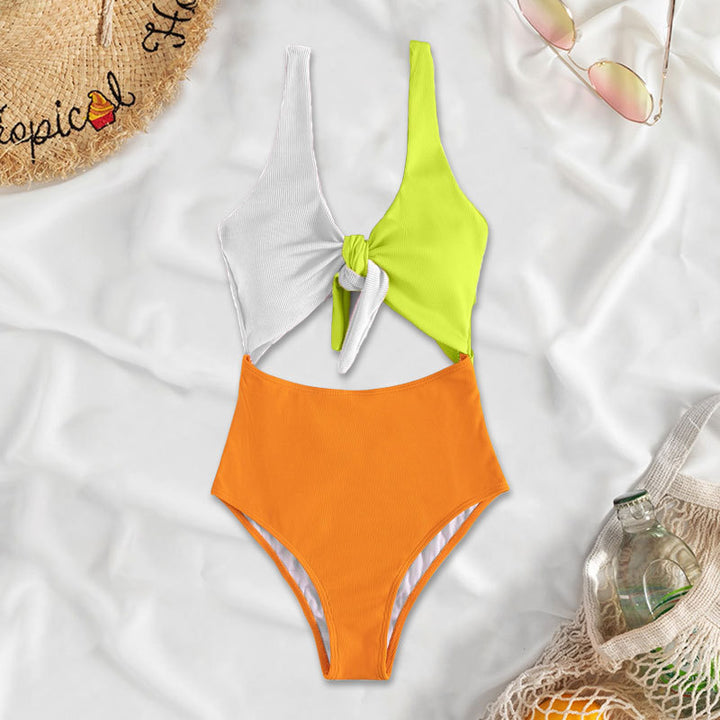 Damen Hochtaillierter Bikini mit verstellbaren Trägern und Knotendetail Echo Archiv