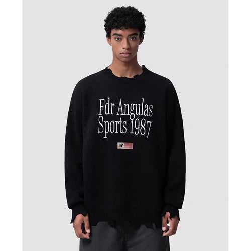 Herren Grobstrickpullover mit einzigartigem Grafikdesign Echoarchiv