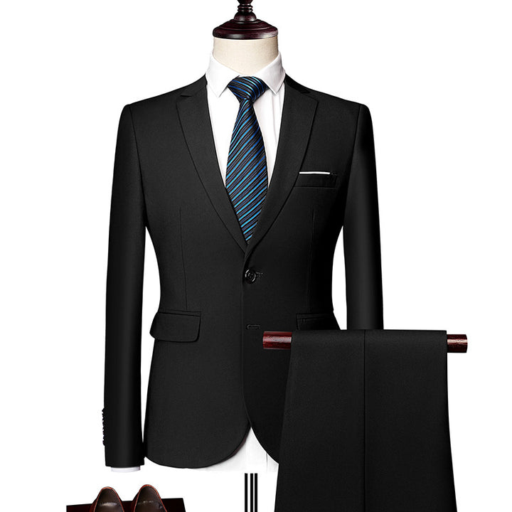 Herren nan Slim-Fit Einreiher-Anzugset mit Ein-Knopf-Sakko, schmaler Anzughose mit Bügelfalte und elastischem Stretchgewebe Echo Archiv