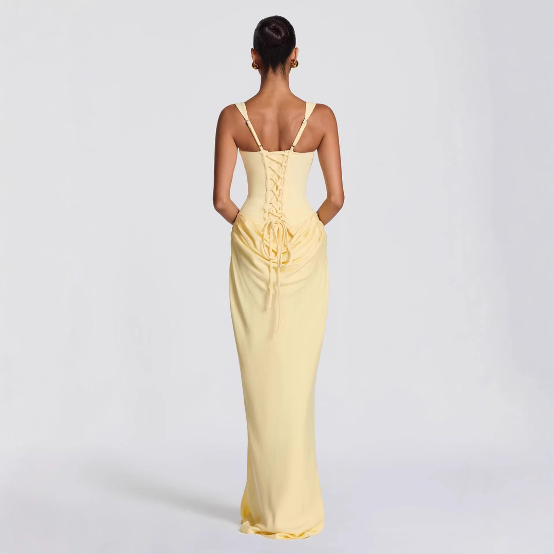 Damen Fließendes Maxi-Kleid mit asymmetrischem Schnitt und raffiniertem Drapé Echo Archiv