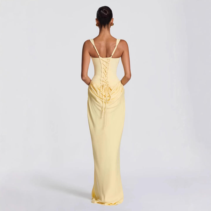 Damen Fließendes Maxi-Kleid mit asymmetrischem Schnitt und raffiniertem Drapé Echo Archiv