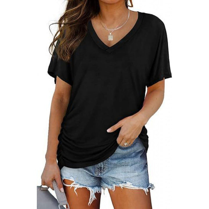 Damen V-Ausschnitt T-Shirt Aus Weichem Single Jersey Echoarchiv