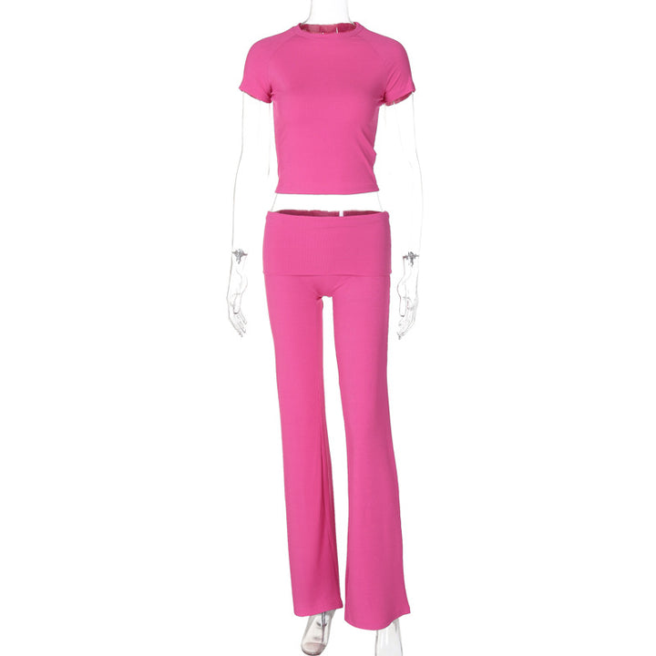 Damen Sportliches Set mit cropped Oberteil und ausgestellten Hosen Echo Archiv