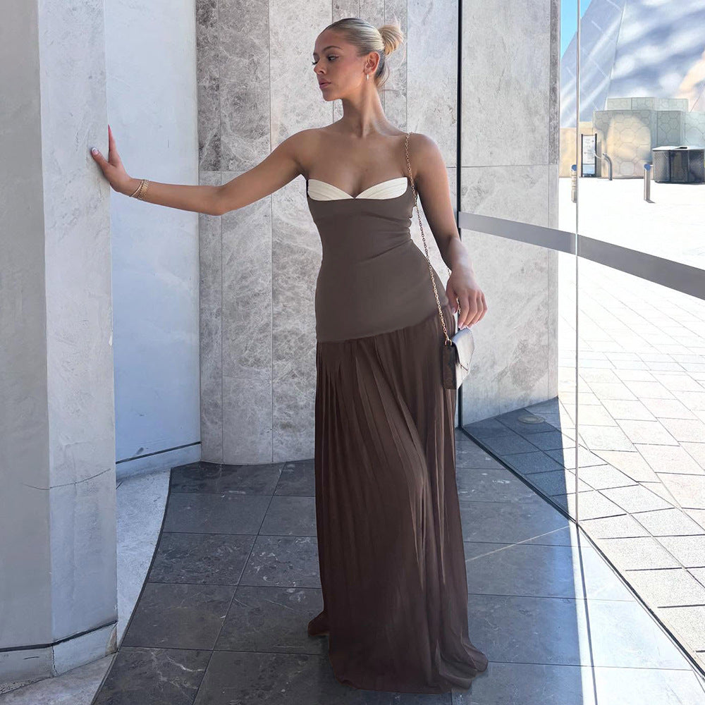 Damen Elegantes Maxikleid mit tailliertem Oberteil und fließendem Rock Echo Archiv