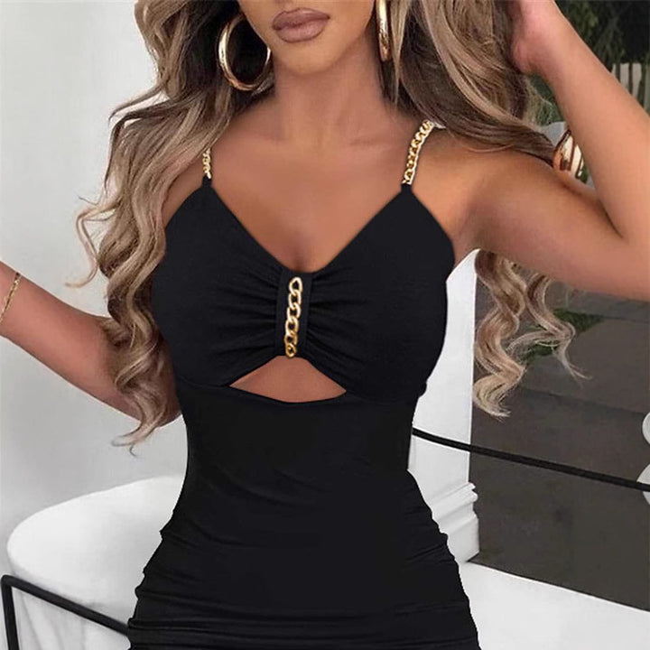 Damen Elegantes Maxikleid mit seitlichem Schlitz und dekorativem Kettendetail Echo Archiv