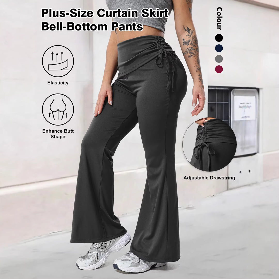 Damen High-Waist Flared-Yogahose mit seitlicher Raffnaht und Kordelzug – Avélisse