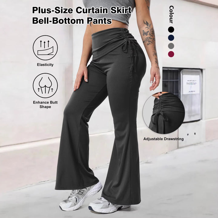 Damen High-Waist Flared-Yogahose mit seitlicher Raffnaht und Kordelzug – Avélisse