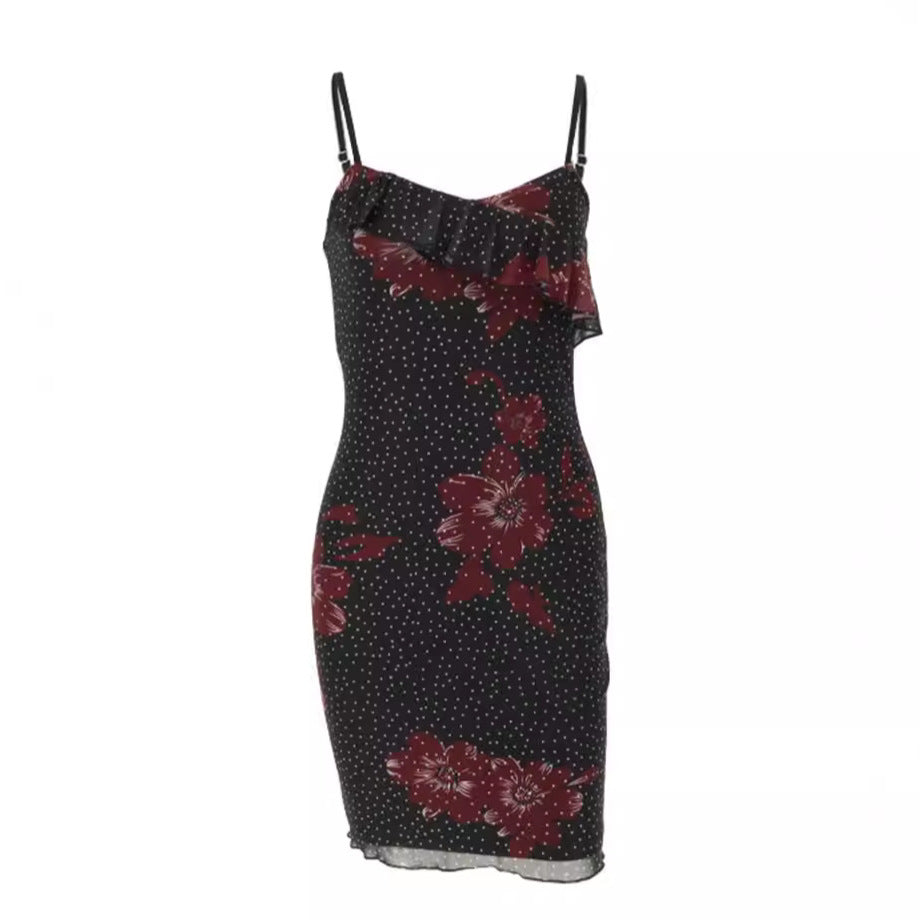 Damen figurbetontes Sommerkleid mit Rüschendetails und floralem Design Echo Archiv