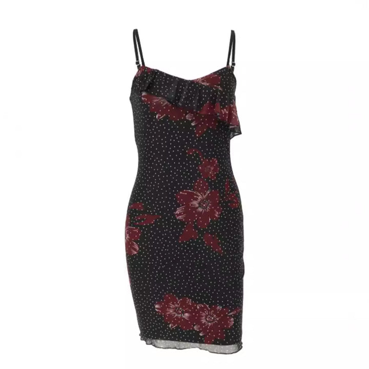 Damen figurbetontes Sommerkleid mit Rüschendetails und floralem Design Echo Archiv