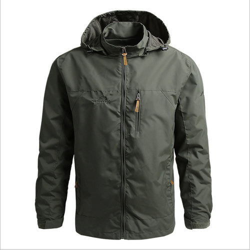 Herren Leichte wasserabweisende Kapuzen‑Windjacke mit Brusttasche und verstellbarem Saum Echoarchiv