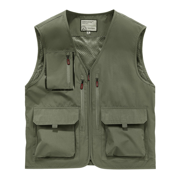 Herren Multifunktionale Outdoor-Utilityweste mit Mesh-Innenfutter und Mehrfach-Taschen Echoarchiv