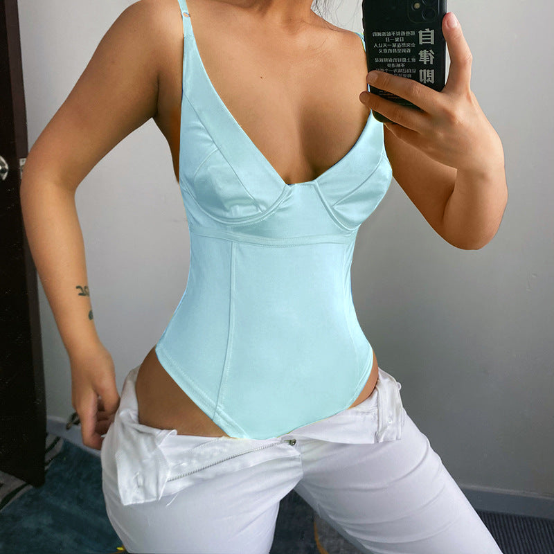 Damen Satin-Bustier-Top mit tiefem V-Ausschnitt und eleganter Passform Echo Archiv