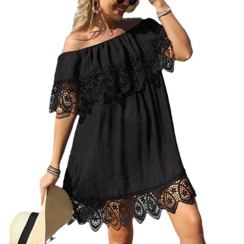 Damen transparente Strandtunika mit elegantem Häkelbesatz Echo Archiv