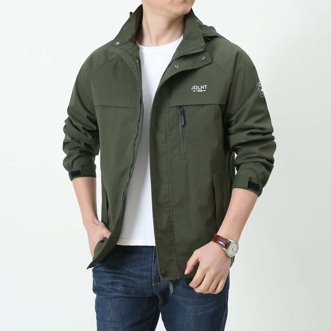 Herren Leichte Softshell-Utilityjacke mit Kapuze, winddichter Shell und Mehrfachtaschen Echoarchiv