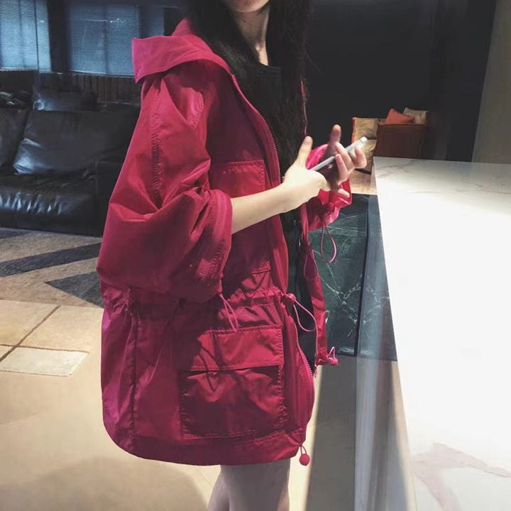 Damen Modische Übergangsjacke mit Kapuze und praktischen Taschen Echoarchiv