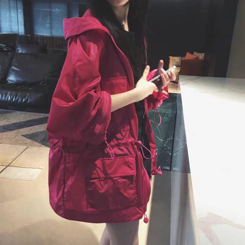 Damen Modische Übergangsjacke mit Kapuze und praktischen Taschen Echoarchiv