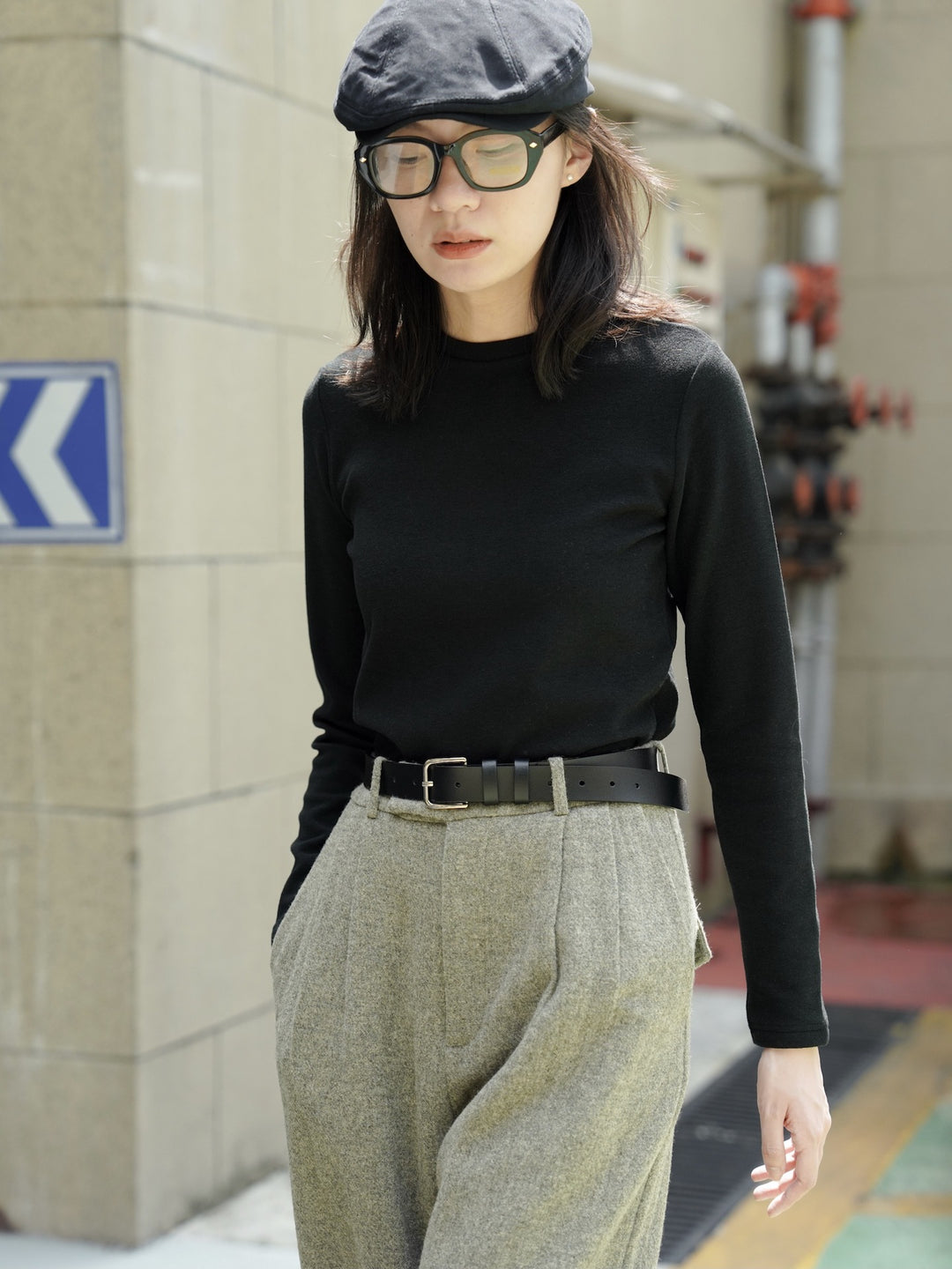 Damen Feiner Rundhals-Pullover aus Baumwoll‑Mix mit leicht taillierter Silhouette Echoarchiv