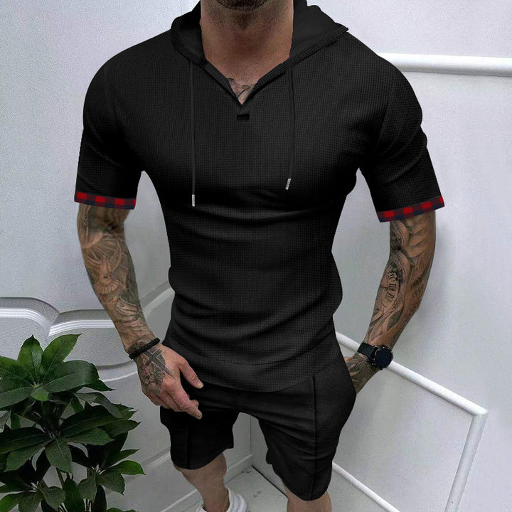Herren körperbetontes Kapuzenshirt mit modischem kurzarm Schnitt und sportlichem Design Echoarchiv
