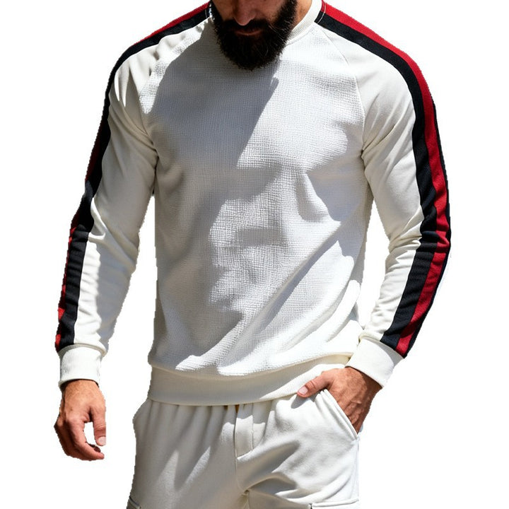 Herren sportlicher Sweatshirt mit Raglanärmeln und dekorativen Streifen Echoarchiv