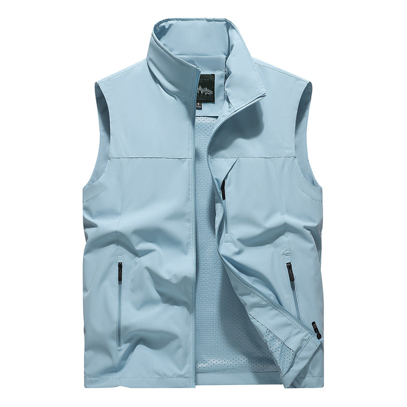 Herren Winddichte Softshell‑Outdoorweste mit belüftetem Mesh‑Innenfutter und verdeckten Reißverschlusstaschen – Marzano