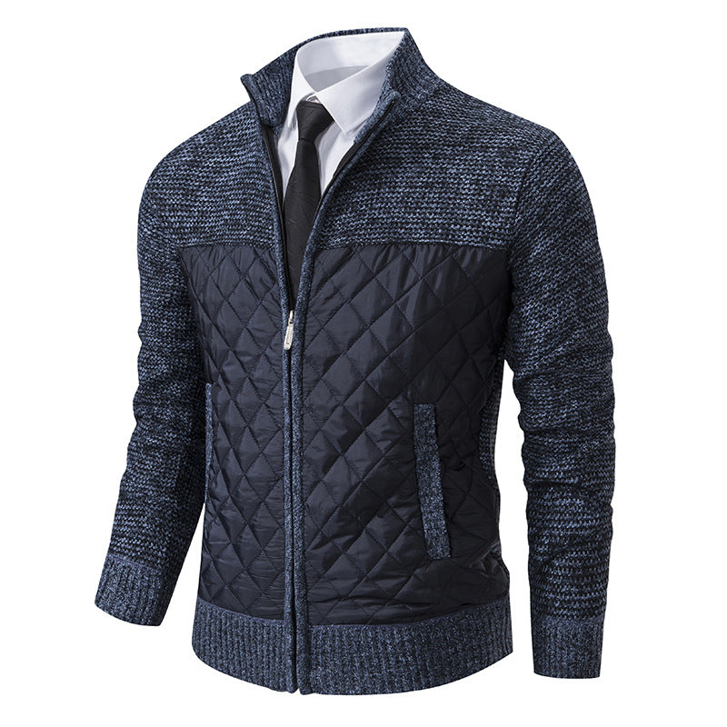 Herren nan gesteppte Hybrid-Strickjacke mit diamantsteppung, Stehkragen, isolierendem Thermofutter und Reißverschluss Echo Archiv