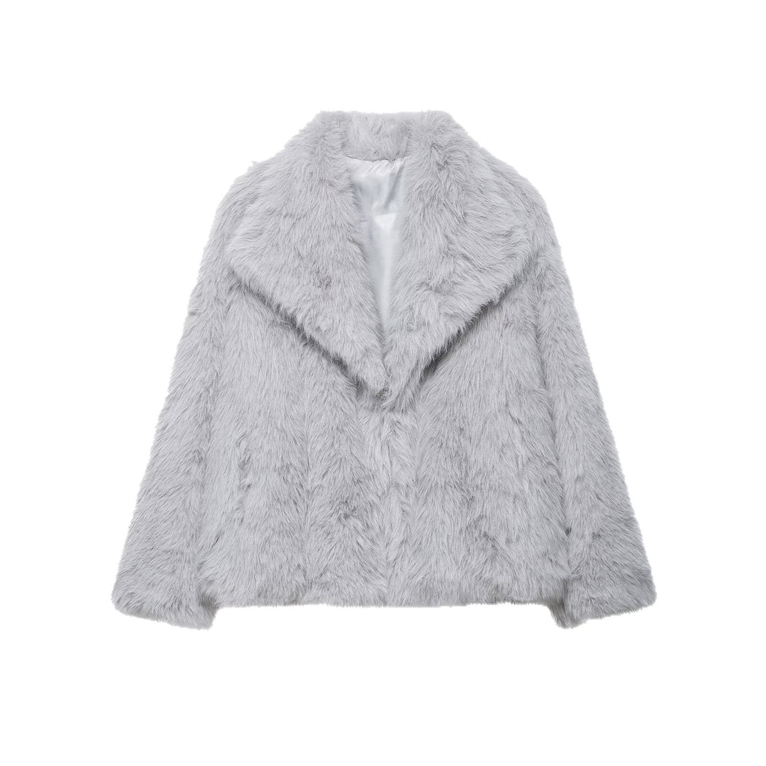 Damen Kurze Faux‑Fur Jacke mit Schalkragen und Boxy‑Schnitt Echoarchiv