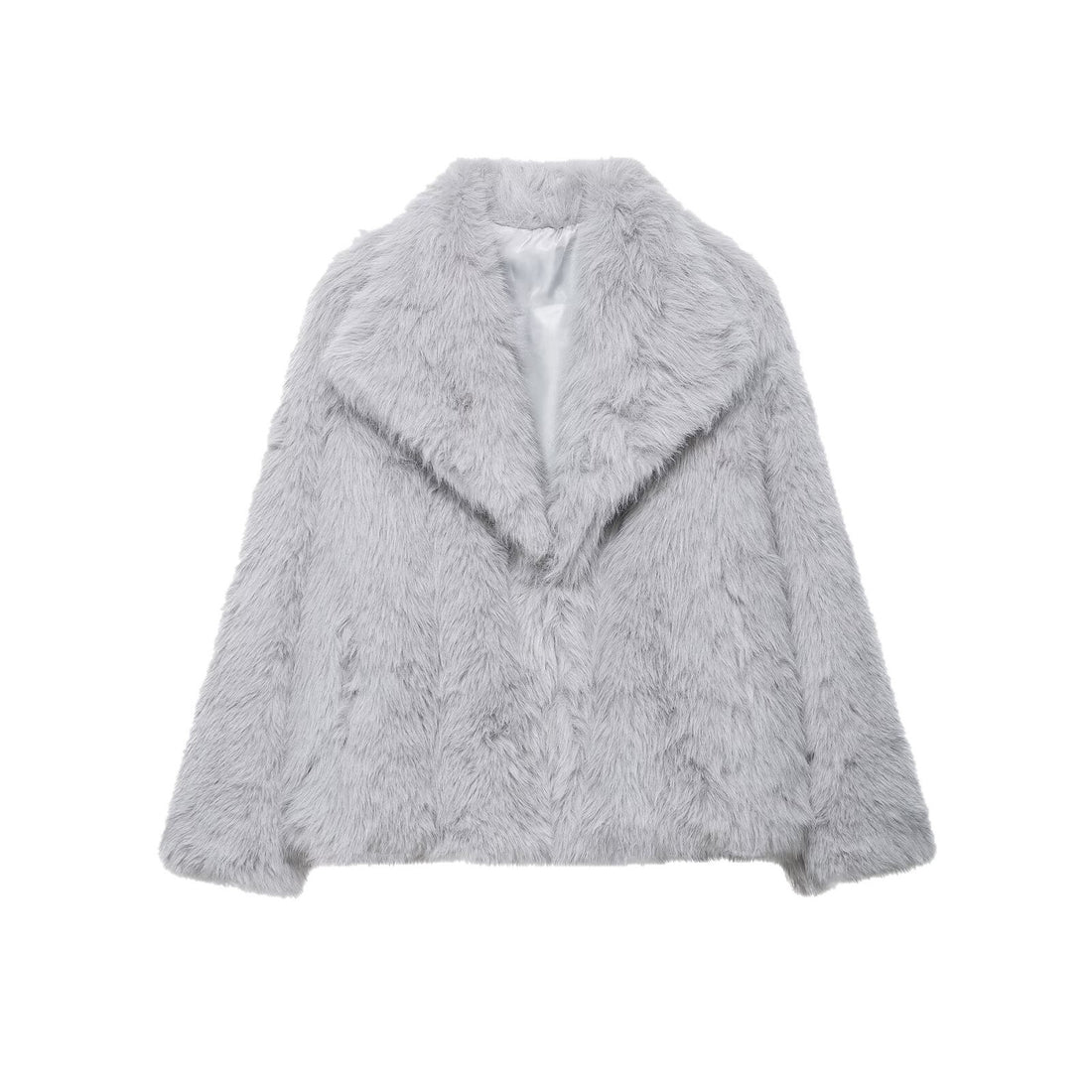 Damen Kurze Faux‑Fur Jacke mit Schalkragen und Boxy‑Schnitt Echoarchiv