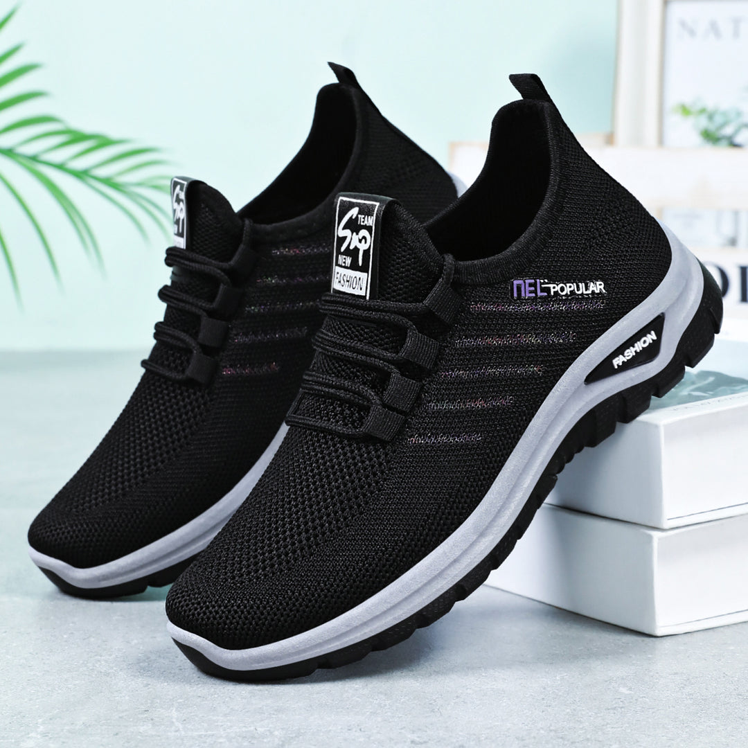 Damen nan leichte gestrickte Freizeitsneaker mit elastischem Schnellzug-Kordelsystem und stoßdämpfender EVA-Sohle Echo Archiv