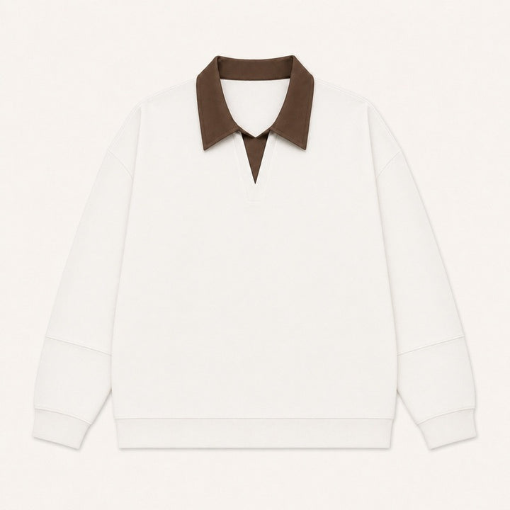 Damen Boxy-Polo-Sweatshirt mit kontrastiertem Spitzkragen Echoarchiv