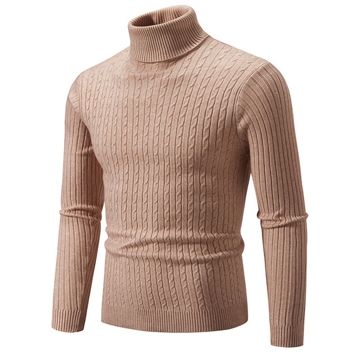 Herren Pullover mit hohem Kragen und strukturiertem Zopfmuster Echoarchiv