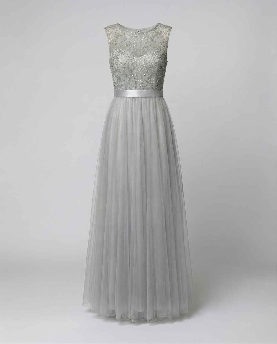 Echoarchiv | Herz-Ausschnitt Maxi Ombre Grau Kleid mit Schaufel-Bodice