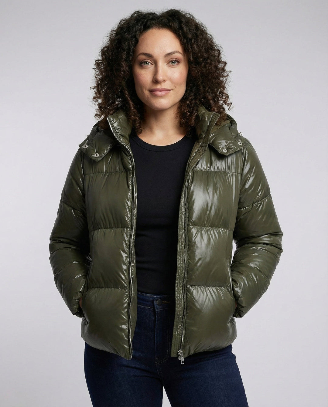 Damen Puffy Jacke Kapuze | Echoarchiv