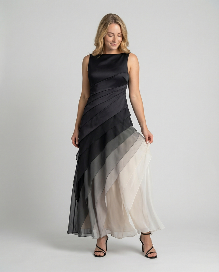 Damen Elegantes Kleid mit Figurbetonendem Schnitt & Ombre-Farbe | Echoarchiv