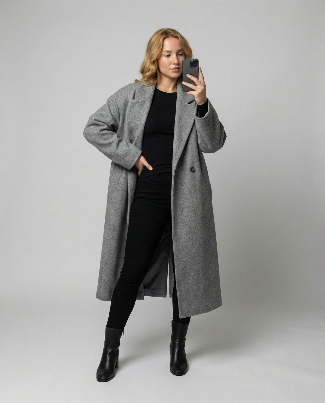 Damen Eleganter Oversized Wollmantel mit Taschen & Komfort | Echoarchiv
