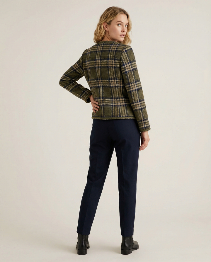 Damen Tweed-Blazerjacke mit goldenen Knöpfen Echoarchiv