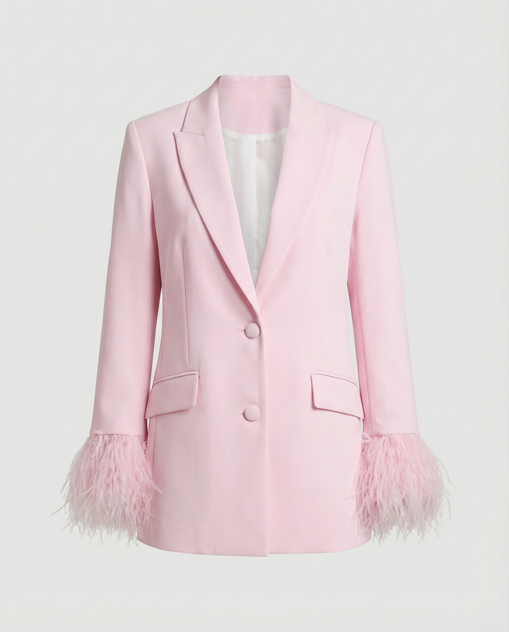 Damen eleganter Blazer mit auffälligen Federärmel Echoarchiv