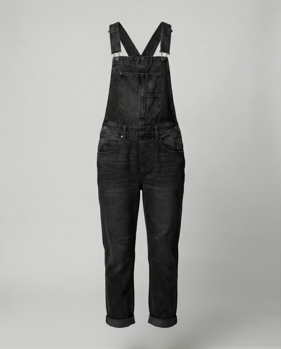Damen Lässige Denim-Latzhose mit Weit geschnittenem Bein Echoarchiv