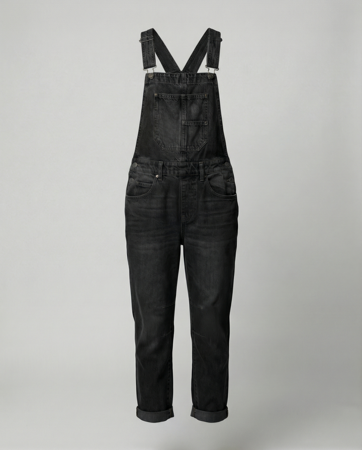 Damen Lässige Denim-Latzhose mit Weit geschnittenem Bein Echoarchiv