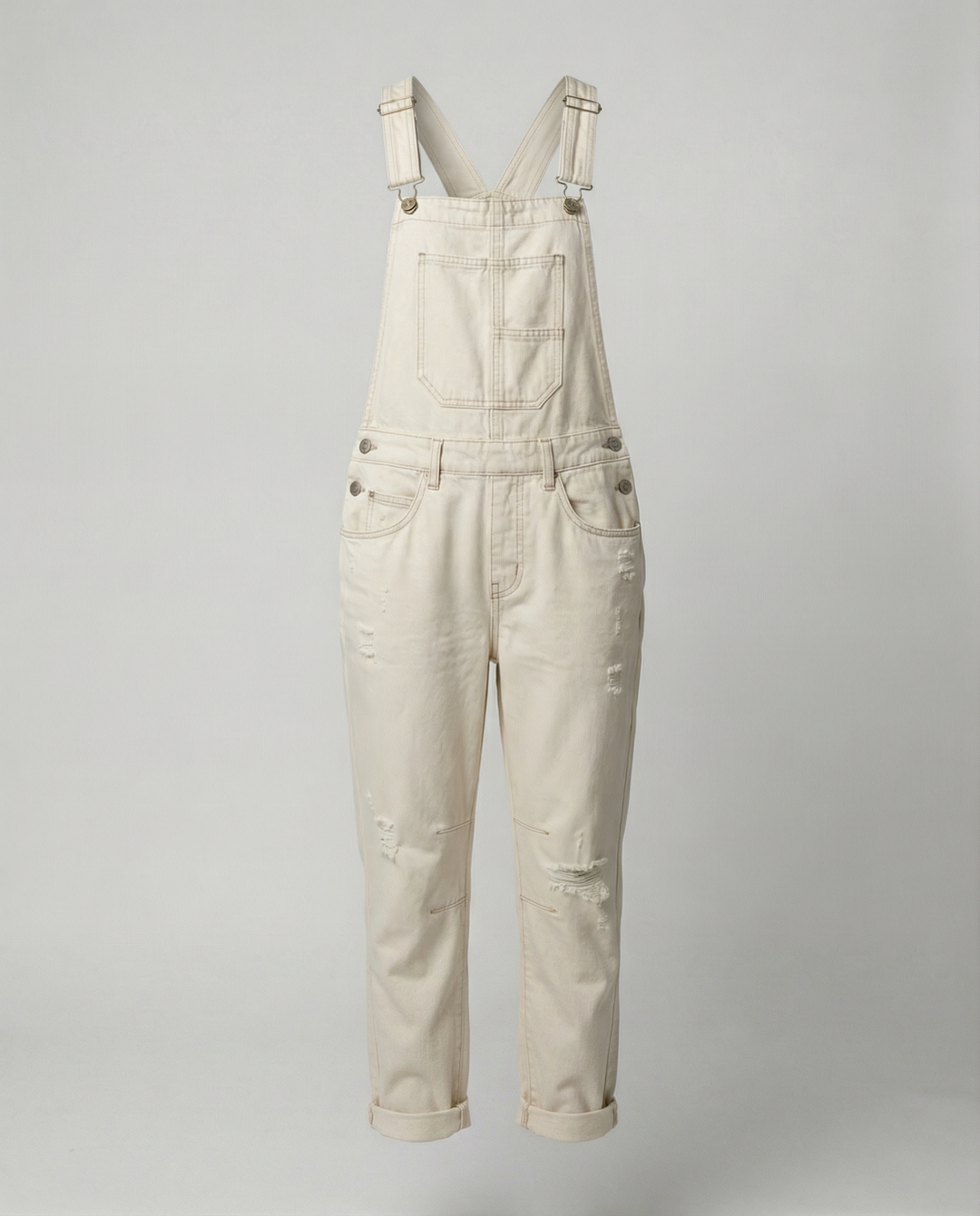 Damen Lässige Denim-Latzhose mit Weit geschnittenem Bein Echoarchiv