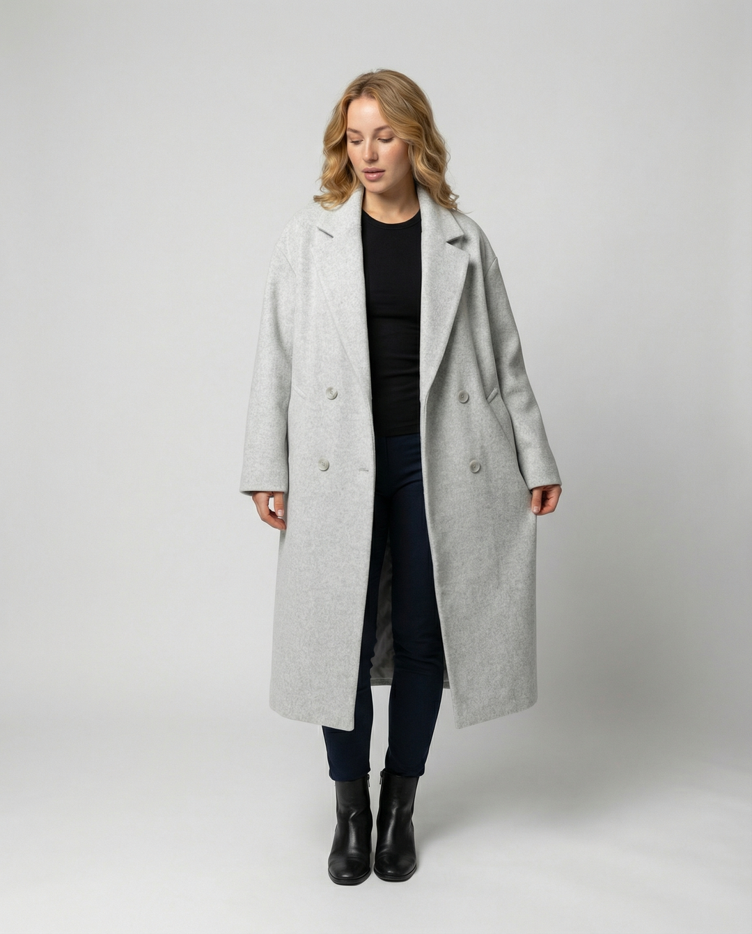Damen Eleganter Oversized Wollmantel mit Taschen & Komfort | Echoarchiv