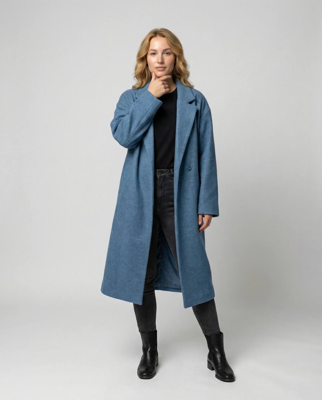 Damen Eleganter Oversized Wollmantel mit Taschen & Komfort | Echoarchiv