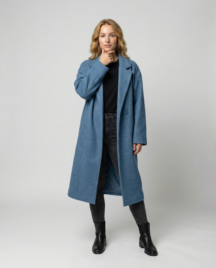 Damen Eleganter Oversized Wollmantel mit Taschen & Komfort | Echoarchiv