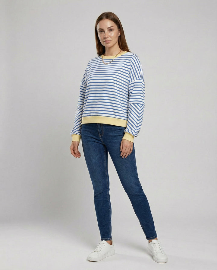 Boxy Sweatshirt Damen Gestreift | Echoarchiv