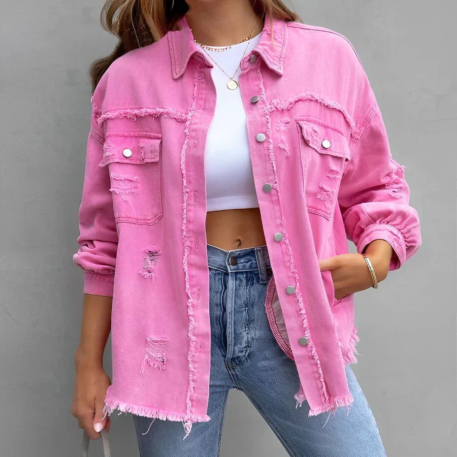 Echoarchiv | Zerrissenes Denim-Hemd mit Knopfleiste
