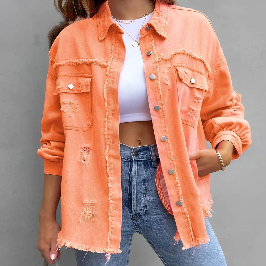 Echoarchiv | Zerrissenes Denim-Hemd mit Knopfleiste